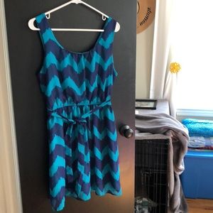 Blue and Teal Chevron Dress